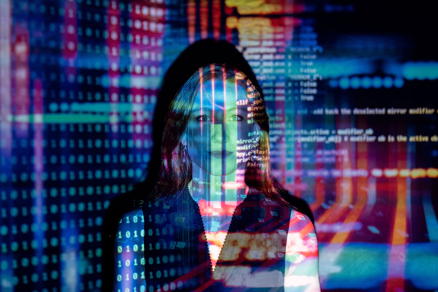 woman with digital graphics